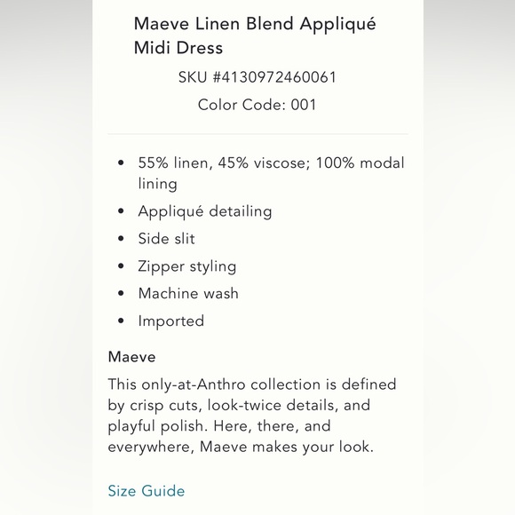 Linen Anthropologie NWT Maeve Linen Blend Appliqué Midi Dress size XL. - Picture 7 of 16